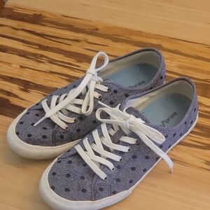 SeaVees Blue and White Sneakers with Polka Dot Design